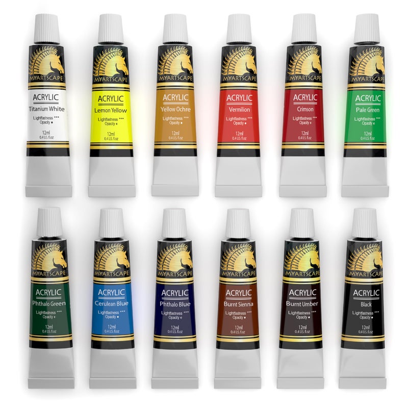MyArtscape Acrylic Paint Set - 12 x 12ml Tubes - Lightfast - Heavy Body - Image 5